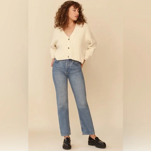 Reformation Cream Button-Up Cardigan Sweater Size Small - Picture 6 of 12